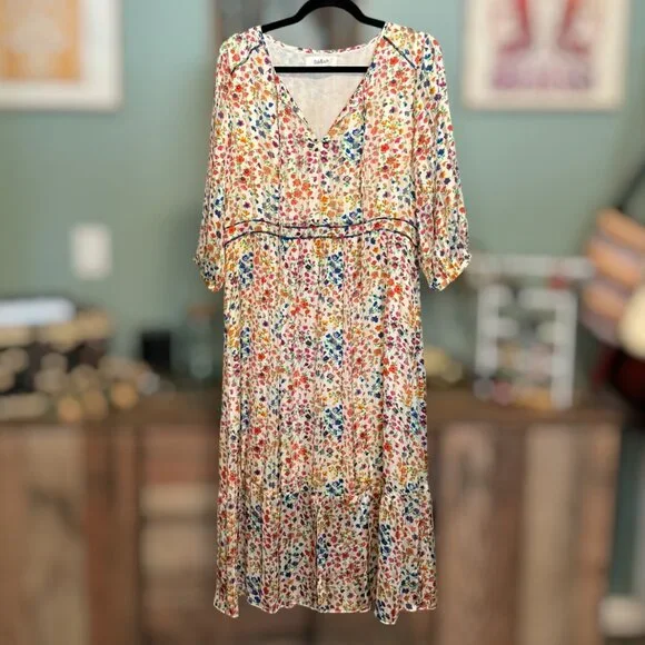 NWT Anthropologie BA&SH Reese Midi Floral Dress Small Size 6 boho fall - Picture 2 of 9